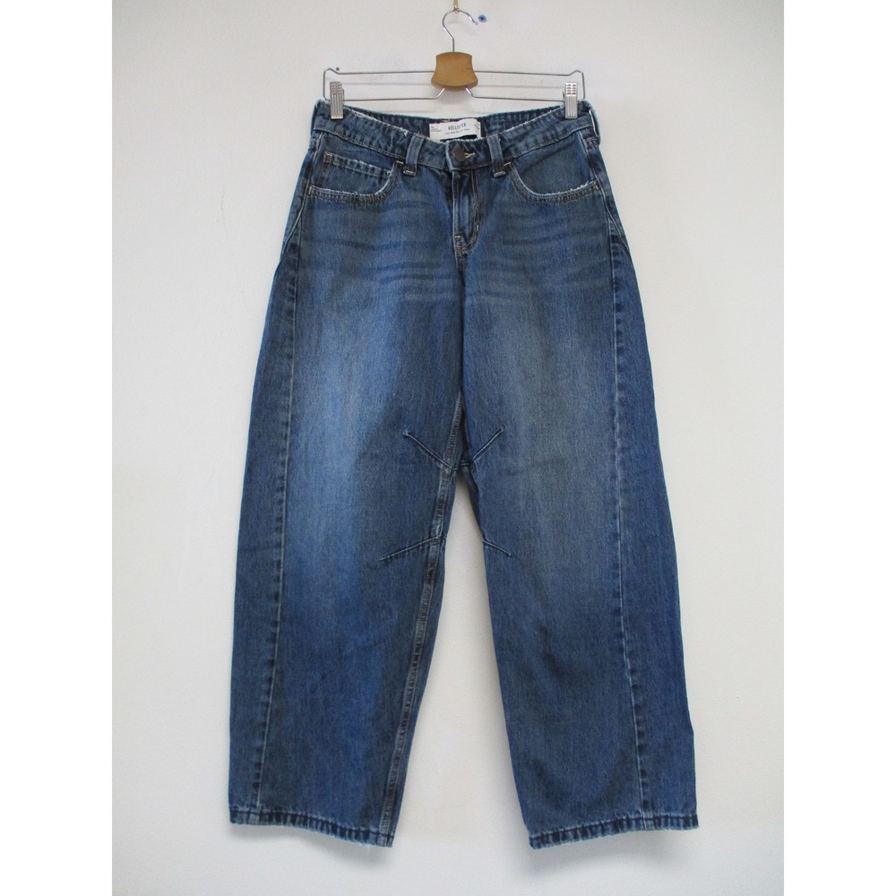 Hollister Jeans Womens 27 Blue Ultra High Rise Barrel Relaxed Distressed 25373